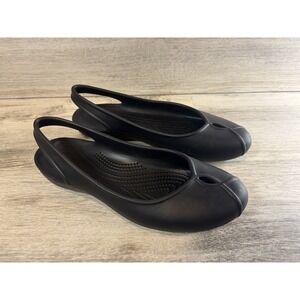 Crocs Shoes Womens Size 10 Comfort Slingback Flats Ballet Black Olivia II
